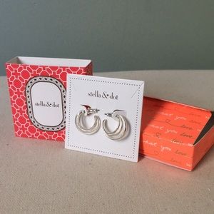 Stella & Dot Triad Silver Hoops